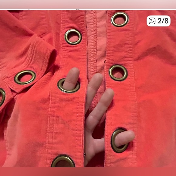 AMX Size 1X coral/pink corduroy jacket-hook and eye closure with grommets. - Picture 4 of 14